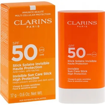 Přípravek na opalování CLARINS INVISIBLE STICK SPF50 Opalovací krém v tyčince 17 g