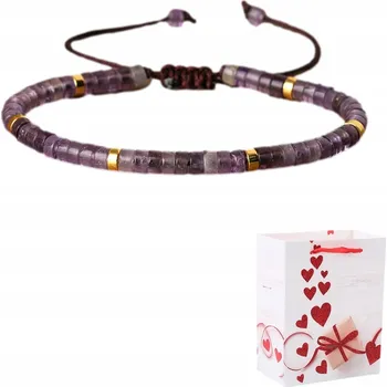 Náramek Dámský náramek Korálky Přírodní kámen Ametyst 2 x 4 mm Nastavitelný