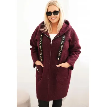 Dámský kabát Kesi dámský fialový kabát oversize s kapucí 5275 velikost XL/XXL