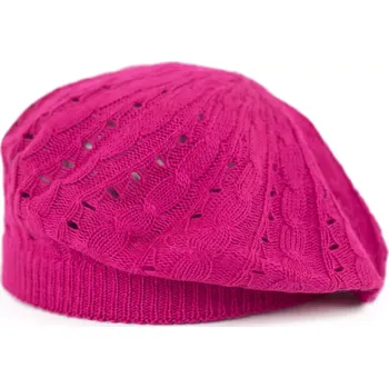 Pokrývka hlavy Dámský romantický baret Ažur malinový