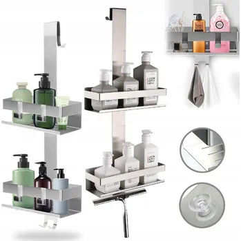 Obraz PÓŁKA ŁAZIENKOWA POD SPRCHU NA KOSMETIKU ZÁVĚSNÁ BEZ VRTÁNÍ