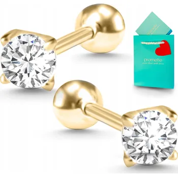 Náušnice Zlaté šroubovací Náušnice pecky se zirkony helix, stříbro 925