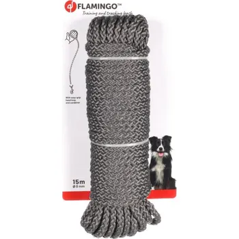 Vodítko pro psa Flamingo Pletené vodítko šedé pro psy 15mx8mm