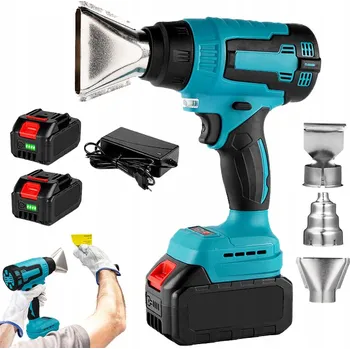 Horkovzdušná pistole HORKOVZDUŠNÁ PISTOLE 3 TRYSKY 2 AKU 2600 MAH 200 W VÝKONNÁ S LED ERGONOMICKOU