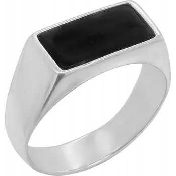 Prsten Stříbrný pečetní Prstýnek ryzost 925 s obdélníkovým onyxem | vel. 17