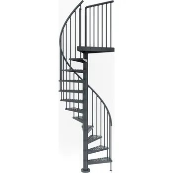 Schodiště DOLLE TORONTO - Antracit Premium Průměr: 125 cm, Výška podlaha - podlaha: 266,5 - 305,5 cm | 12+1 nášlapů