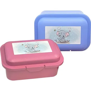 Jídlonosič Box svačinový 11x7,8x6,2cm s klick.uz. SLŮNĚ plastový - mix variant či barev