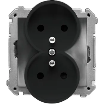 Elektrická zásuvka Dvojitá zásuvka s uzemněním Černá matná Simon 55