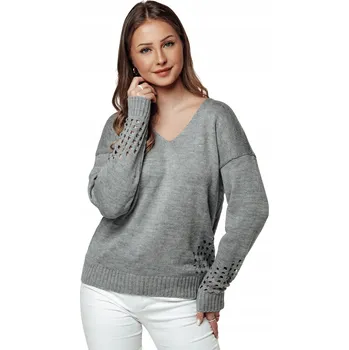 Dámský svetr DStreet dámský svetr šedý klasický ke kyčlím univerzální velikost