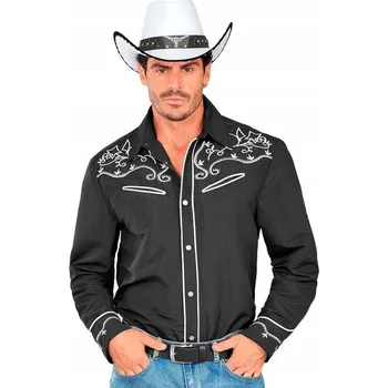 Karnevalový kostým KOSTÝM PÁNSKÁ KOVBOJSKÁ KOŠILE KOVBOJ ČERNÁ WESTERN RODEO KARNEVAL L/XL