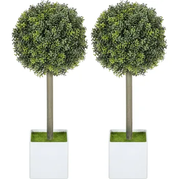 umělá květina HOMCOM Sada 2 umělých topinamburů 45 cm, umělá rostlina, plastové umělé rostliny v květináči