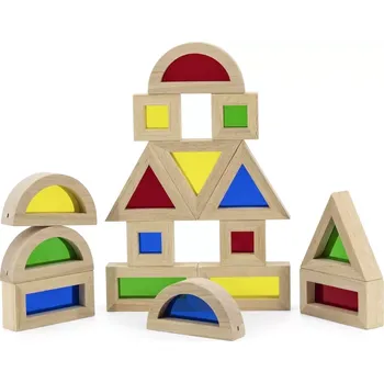 Dřevěná hračka Viga kostky barevné - 16 ks