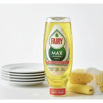 Mycí prostředek Fairy tekutý prostředek na nádobí Max Power nekapající Žlutý 450
