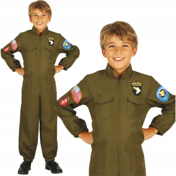 Karnevalový kostým KOSTÝM KARNEVALOVÝ OBLEK PILOT VOJENSKÝ KOSTÝM VEL. L 130-140 CM PŘEVLEK NA PLES