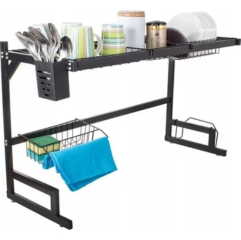 Odkapávač na nádobí Odkapávač sušák nad dřez na nádobí, příbory, černý kov