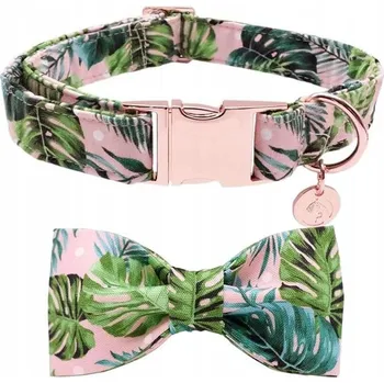 Obojek pro psa Obojek pro psa s odnímatelným motýlkem růžovo-zelený nastavitelný pohodlný M