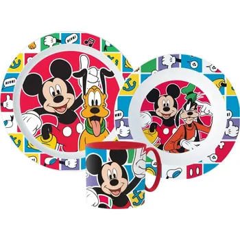 dětská jídelní sada Storline Dětský plastový jídelní set MICKEY Pluto a Goofy s hrnkem