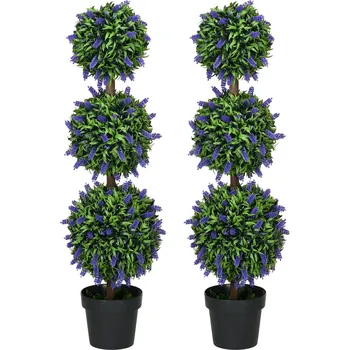 umělá květina HOMCOM Sada 2 umělých rostlin, umělá rostlina v květináči, odolná proti UV záření, 110 cm pokojová rostlina do obývacího pokoje, na zahradu