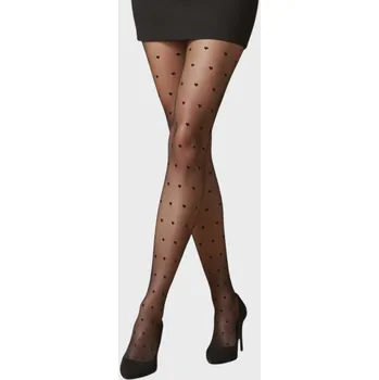 Dámské punčochy Punčocháče vzorované PREDA Srdíčka 20den černé Nero velikost L/XL