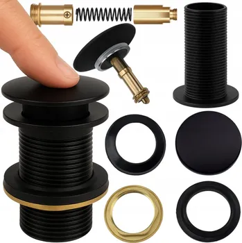 Sifon Merflow Umyvadlová výpusť klik-klak bez přepadu, černá matná