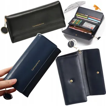 Peněženka ELEGANTNÍ VELKÁ ČERNÁ DÁMSKÁ PENĚŽENKA NA KARTY