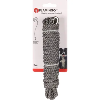 Vodítko pro psa Flamingo Pletené vodítko šedé pro psy 5mx8mm
