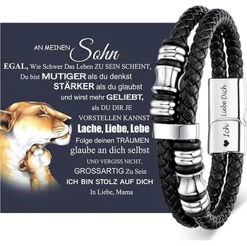 Náramek KOŽENÝ PÁNSKÝ NÁRAMEK ČERNÁ KŮŽE STŘÍBRNÝ