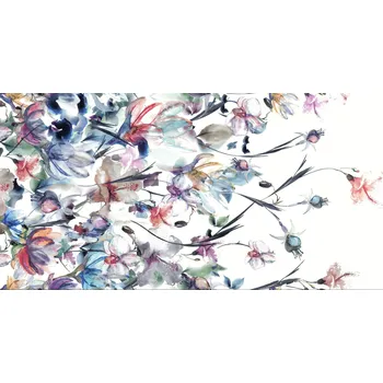 SATÉNOVÁ LÁTKA TYPU HEDVÁBÍ VZOR KVĚTY S BORDEREM