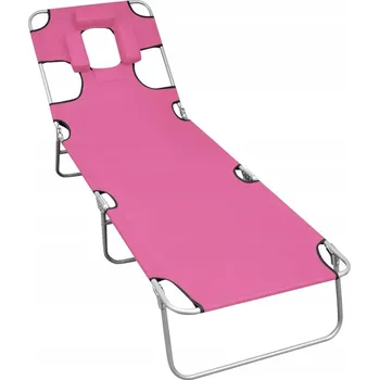 Zahradní lehátko VidaXL Růžové kovové Lehátko