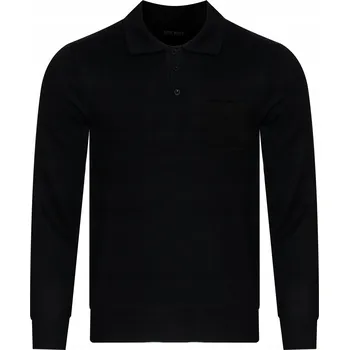 Pánský svetr PÁNSKÝ SVETR - N535 CZARNY klasický elegantní s polo límečkem dárek