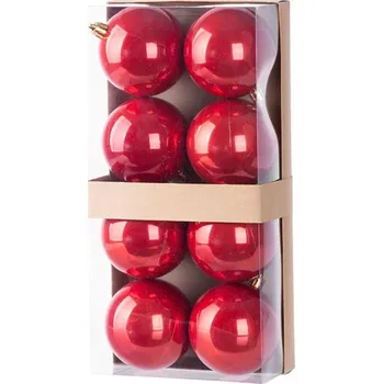 Vánoční ozdoba Koule MagicHome Vánoce, 8 ks, červené, na vánoční stromek, 7 cm