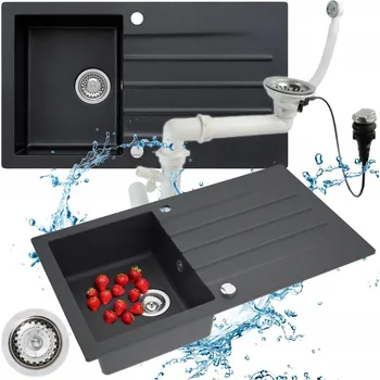 Granitový dřez Jednokomorový granitový dřez Moderno Annie černý