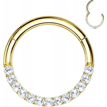 Náušnice Kroužek (clicker) do nosu/ucha ze 14K zlata s krystaly, 1,2/6
