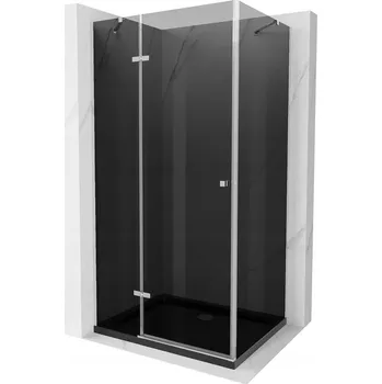 Mexen Roma sprchový kout výklopný 100 x 90 cm, grafit, chrom + vanička Flat, černý - 854-100-090-01-40-4070 Sprchové kouty s vaničkou
