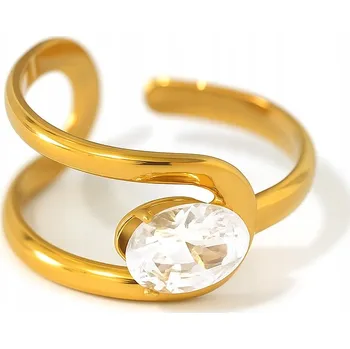 Prsten Prstýnek zlatý pečetní prsten obroučka s krystalem elegantní nastavitelný ocel