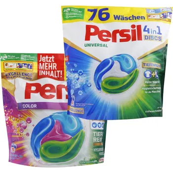 Prací prostředek ACTION PACK Persil Discs Color + Universal kapsle pro barevné praní 4v1 2x 76 ks