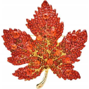 Brož Exkluzivní BROŽ zlatá barva OZDOBA na oblečení LIST zirkony BIŽUTERIE