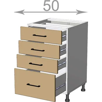 Kuchyňská linka Capri LD31S5082, kuchyňská šuplíková skříňka š.50, korpus grafit, dvířka dub craft zlatý