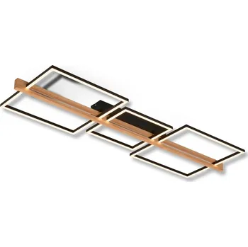 BRILONER Moldura LED stropní svítidlo, stmívatelné, paměťová funkce, 38W, 4900 lm, černá/dřevo - BRILONER BRI 3843014