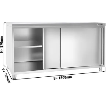 Kuchyňská skříňka G.Gastro Pracovní skříňka PREMIUM z nerezové oceli - 1,8 m - s posuvnými dveřmi