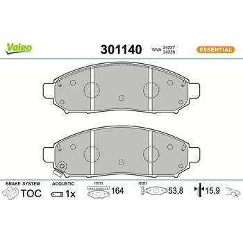 Brzdová destička Sada brzdových destiček, kotoučová brzda VALEO 301140