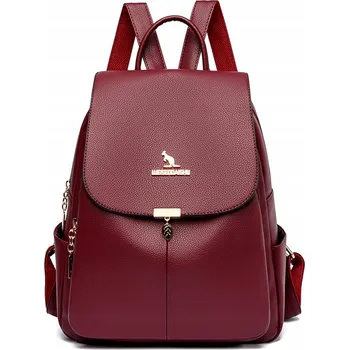 Kabelka Elegantní červený kožený Batoh (batoh) přes rameno s kapsami