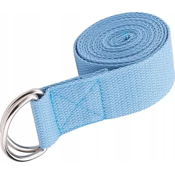 podložka na cvičení Popruh na jógu pro strečink bavlněný modrý 183x3,8 cm