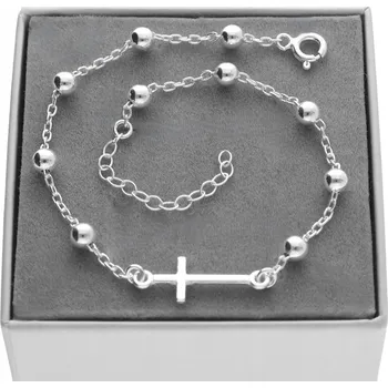 Náramek Stříbrný náramek růženec stříbro 925 desátek růžence křížek 17 cm