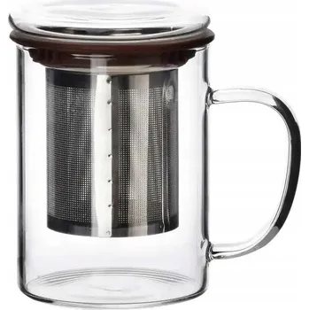 Hrnek Mondex hrnky se sítkem na čaj sklo 400 ml