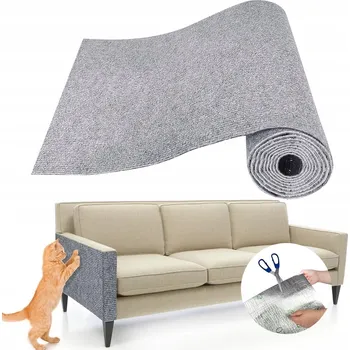 SAMOLEPICÍ škrabací podložka pro kočky, ochrana na nábytek, pohovka 200x40 šedá