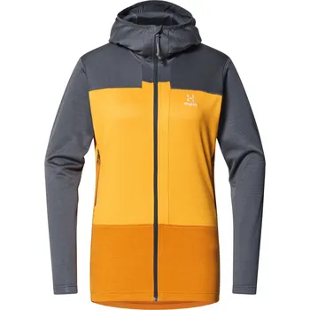 Dámská mikina Dámská technická mikina Haglöfs ROC Flash Mid Hood - tm.šedá/žlutá Velikost: M