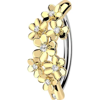 Piercing Šperky4U Zlacený piercing do pupíku s kytičkami - WP0107-GD