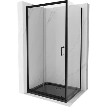 Mexen Apia sprchová kabina posuvná 100 x 90 cm, transparentní, černá + vanička Flat, černá - 840-100-090-70-00-4070B Sprchové kouty s vaničkou