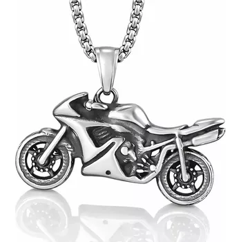 Oblečení a móda Přívěšek z chirurgické oceli Motorka Sportbike stříbrná - Model BEZ ŘETÍZKU (pouze přívěsek)